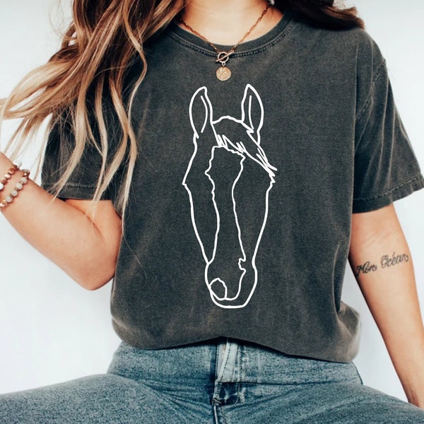 Custom Horse Shirt Comfort Colors, Custom Horse Tee, Horse Girl Gift, Custom Horse Drawing, Personalized Pony Tee, Personalized Horse Tee