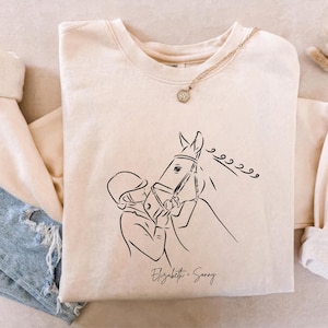 Custom Horse Sweater - Gift for Horse Lover, Lightweight Crewneck Sweatshirt, Women&#39;s Equestrian Apparel, Horse Sweatshirt for Birthday