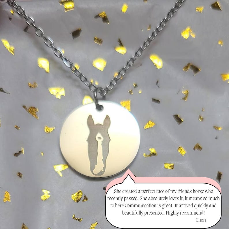 Collar de caballo personalizado – Colgante de caballo grabado con foto – Joyería ecuestre personalizada – Regalo conmemorativo de caballo – Collar de chica con caballo imagen 3