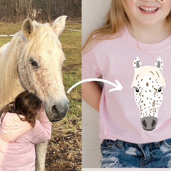 Custom Horse Shirt, Custom Kids Horse Tee, Horse Girl Gift, Custom Horse Drawing, Custom Pony Tee, Personalized Horse Tee