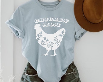 Chicken Mom Shirt on Comfort Colors, Chicken Shirt, Cute Chicken Farmer Shirt, Chicken Lover Shirt, Floral Chicken Tee