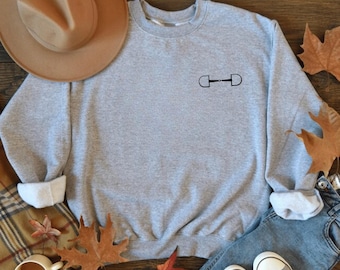 Equestrian Horse Bit Embroidery Sweatshirt, Riding Crewneck Jumper, Equine Lover Apparel, Horseback Riding Gift, Equestrian Fashion Shirt