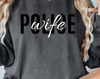 Sudadera con capucha de colores cómodos para esposa de policía / Esposa de policía / Regalo para esposa de policía / Novia de policía / Policía orgullosa / Línea azul delgada / Apoya al azul
