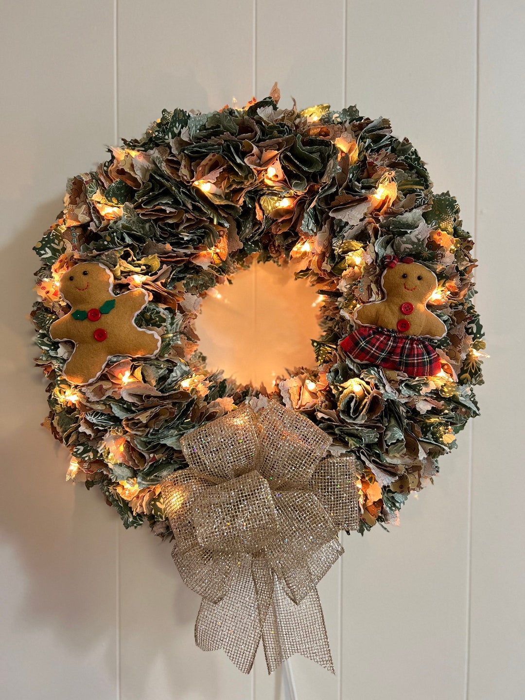 Christmas Gingerbread Man Light up Wreath Etsy