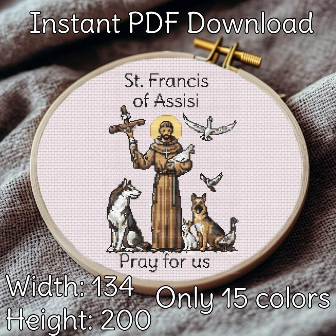 St. Francis of Assisi Cross Stitch Pattern, Catholic Crossstitch ...