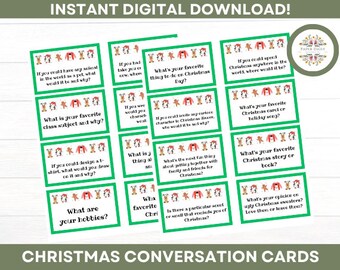 Christmas Conversation Starter Cards Digital Download, Christmas Printable, Activity, Coworker Game, Family Party