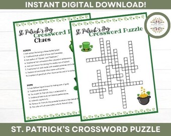 St. Patrick's Day Crossword Puzzle - Irish Printable - Kids -Family - Adults - Icebreaker - Office Party - Classroom Party