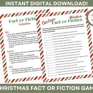 Christmas Fact or Fiction Game, Holiday Games, Adults, Kids, Icebreaker, Office Party, Classroom, Family Party