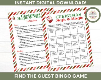 Find the Person Bingo Game, Christmas Party Icebreaker, Jingle and Mingle Holiday Themed Activity, Printable Winter Bingo Cards, Classroom