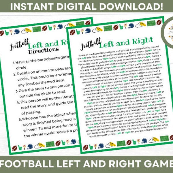 Football Left Right Game, Football Games, Adults, Kids, Pass the Prize, Icebreaker, Office Party, Classroom, Family Party