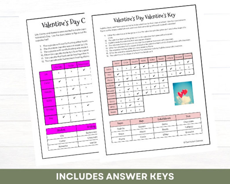 Valentine s Day Logic Puzzle Valentine Printable Kids Family Adults Icebreaker Office Party