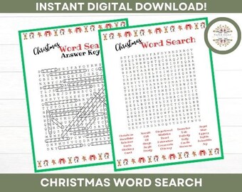 Christmas Word Search - Christmas Printable - Kids -Family - Adults - Icebreaker - Office Party - Classroom Party