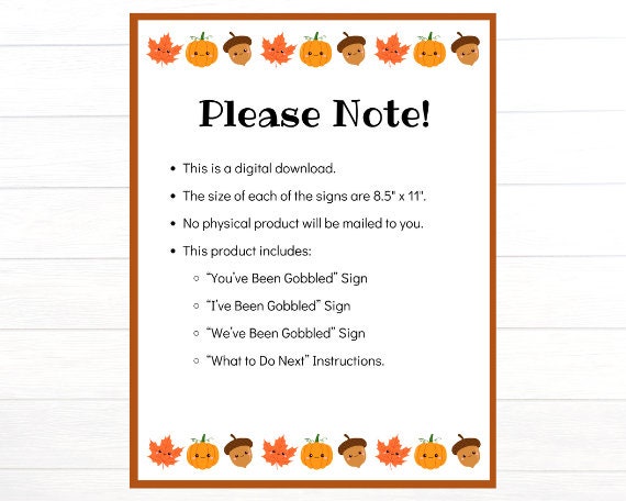 You've Been Gobbled Printable Digital Download, Thanksgiving Activity ...