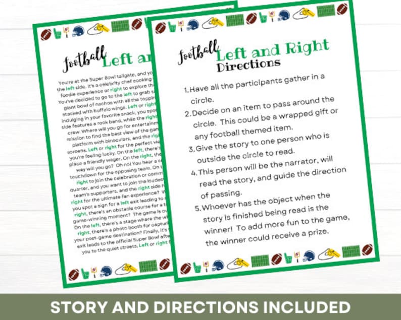 Football Left Right Game: Party Icebreaker (digital Download) - Etsy