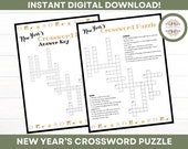 New Year Crossword Puzzle - New Year's Printable - Kids -Family - Adults - Icebreaker - Office Party - Classroom Party
