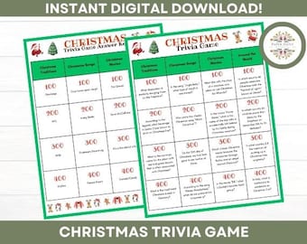 Christmas Trivia Game, Printable Activity, Coworkers, Family Party, Classroom, Activities for Adults & Kids