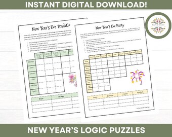 New Year's Logic Puzzle - Printable - Kids - Family - Adults - Icebreaker - Office Party - Classroom Party
