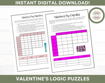 Valentine's Day Logic Puzzle - Valentine Printable - Kids - Family - Adults - Icebreaker - Office Party - Classroom Party