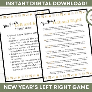 New Year's Left Right Game, New Year Printable, Adults, Kids, Pass the ...