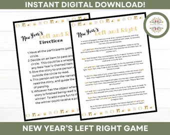 New Year's Left Right Game, New Year Printable, Adults, Kids, Pass the Prize, Icebreaker, Office Party, Classroom, Family Party