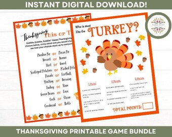 Thanksgiving Game Bundle- This or That - Thanksgiving Printable - Kids -Family - Adults - Icebreaker - Office Party - Classroom Party