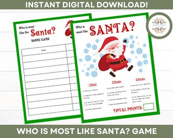 Who Is Most Like the Santa Game - Christmas Game Printable - Kids -Family - Adults - Icebreaker - Office Party - Classroom