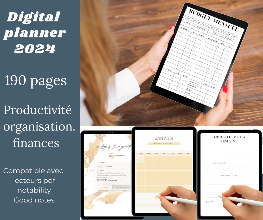 Digital Agenda in French Dated 2024 for iPad and Tablet / Digital