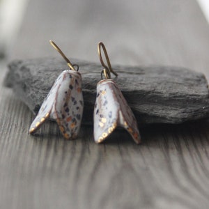 ceramic butterfly earrings dangle butterfly wings earrings ceramic moth earrings clay hook earrings modern earrings nature lover gift mother