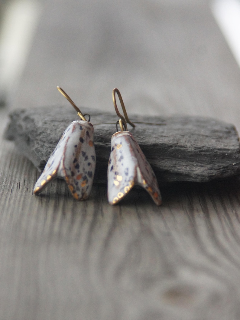 ceramic butterfly earrings dangle butterfly wings earrings ceramic moth earrings clay hook earrings modern earrings nature lover gift mother image 1