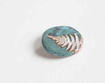 Woodland fern ceramic brooch I Ceramic jewelry for nature lovers