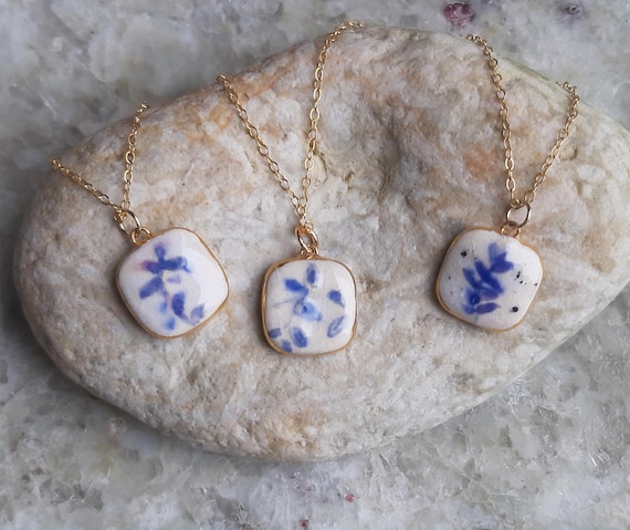 blue and white porcelain ribbon necklace アクセサリー blue and