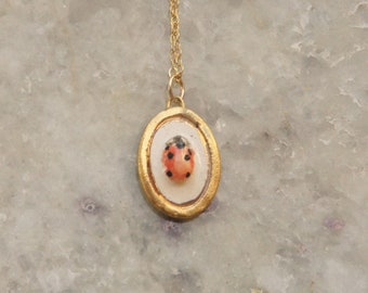 Ladybird gold necklace Ladybug jewelry ladybird pendant silver necklace nature inspired sterling silver necklace gift for girlfriend