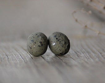 Sparkle gray earrings I Ceramic statement earrings rustic earrings Tiny raw earrings clay pebble earring artisan  jewelry