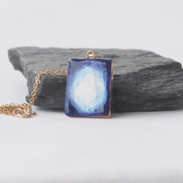 Sapphire veil ceramic necklace  I Ceramic Steiner gold filled necklace I Handcrafted jewelry