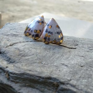 Silver earrings Moth stud earrings ceramic silver studs earring nature inspired jewelry silver whimsy earrings minimal  black white earrings