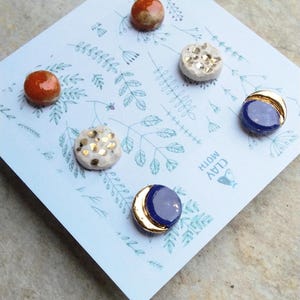 Moon earrings studs set crescent post earrings sky studs luna jewelry whimsy lover gift set 3 studs mars full moon stud Celestial gift her