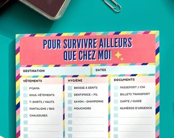 Suitcase Guide, A6 Notepad, Gift Idea, Travel Organization, Lists, ADHD ASD NDD, 50 Detachable Pages
