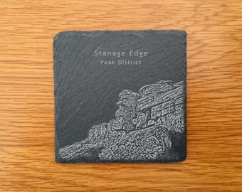 Stanage Edge Peak District Landmark Slate Coaster