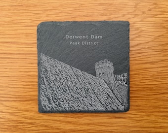 Derwent Dam Peak District Landmark Slate Coaster