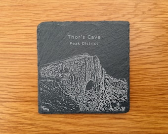 Thor's Cave Peak District Landmark Slate Coaster