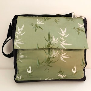 Sac à bandoulière fait main en brocart imprimé feuille