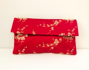 Handmade Red with Gold Brocade Clutch