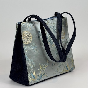 Handmade Blue Brocade Shoulder Bag