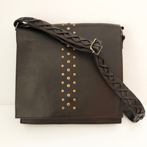 Sac à bandoulière en cuir marron fait main