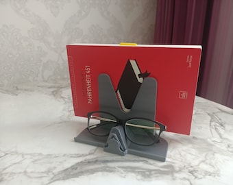 3D Print Book Holder Model with Glasses Compartment and Bookmark
