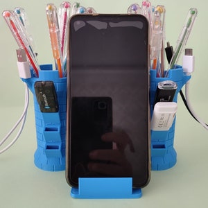 Multifunktionaler, vom Schloss inspirierter 3D-Druck-Stifthalter, Visitenkartenhalter und Telefonständer
