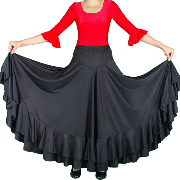 Jupe noire de flamenco de qualité supérieure
