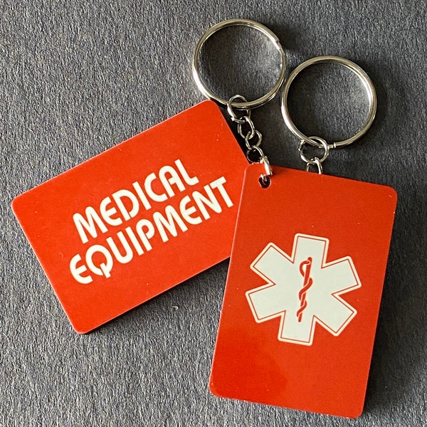 Medical Equipment tag, keychain. Medical Equipment keychain. TWO OPTIONS AVAILABLE