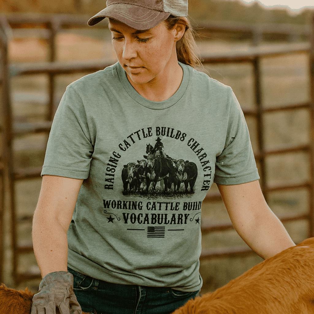 Working Cattle Builds Vocabulary Funny Rancher T-shirt – Western Farm ...