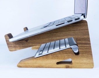 Laptop Stand MacBook Wood Stand Ergonomic Computer Holder, Woodworking Gift, Workspace Desk Accessories, Gift for Men, Office Desk Accessory